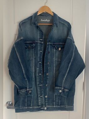 Men's Blue Denim Jacket Long XL Jeaniologie Streetwear Hip Hop